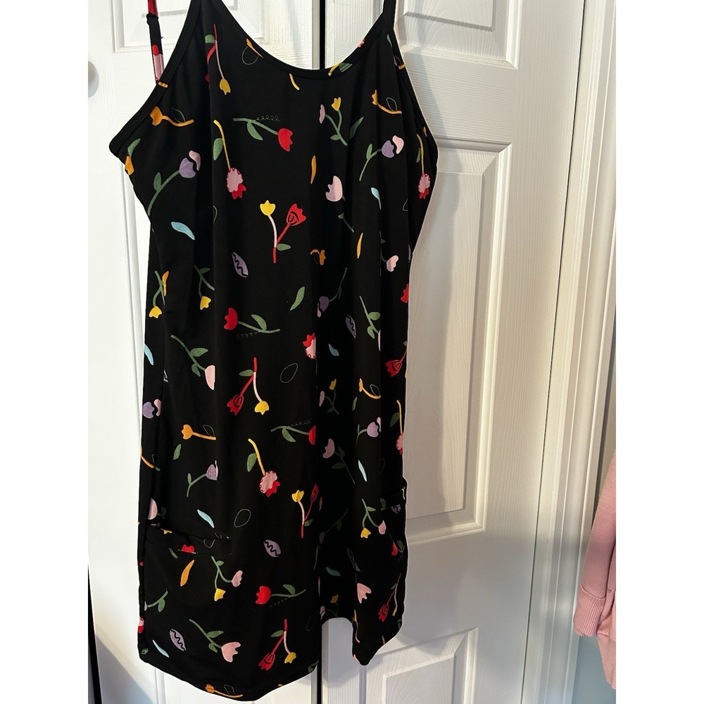 POP Fit Strapless Black Dress with Multicolor Floral Print
